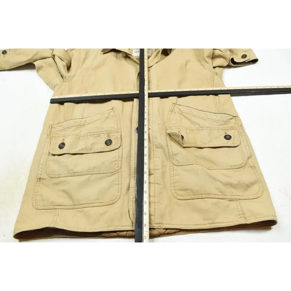 ORVIS Quilt Lined Barn Coat Mens Large Beige Long Sleeve Button-Up Classic Fit